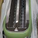 SUSTEAS Toaster 4 Slice Wide Slot, Stainless Steel Bread Bagel Toasters, Retro Long Slot Tostadora for Defrost, Reheat, Removable Crumb Tray, 1500W, 6 Browning Settings, Green