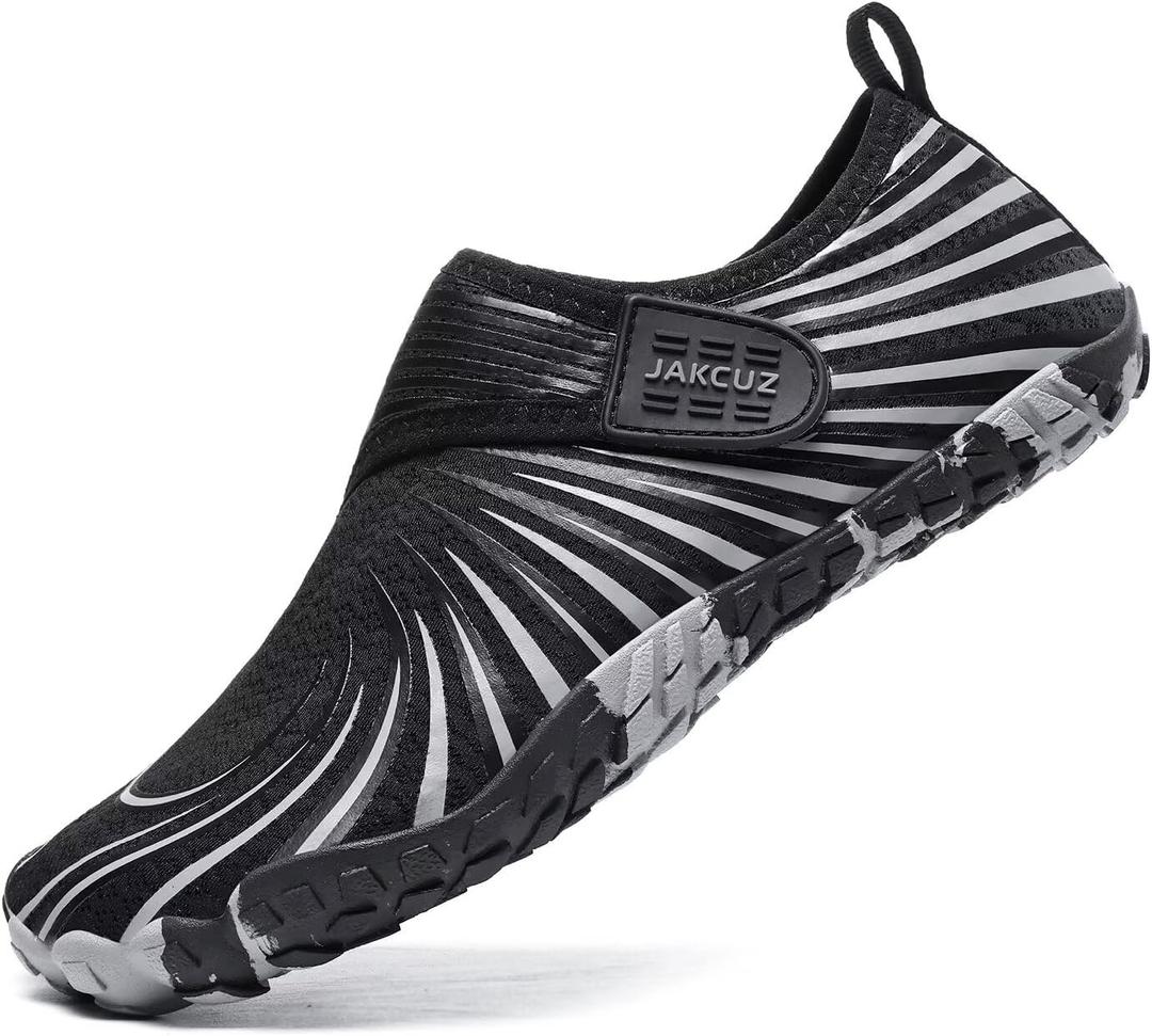 Jakcuz Athletic Water Shoes for Women Men Quick Dry Upstream Swimming Diving Beach Sport Walking Fashion Sneakers (Black)