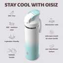 OISIZ Insulated Water Bottle 24 oz with 2 in 1 Spout and Straw Lid,One Click Safety Lock,100% Leakproof,Keep Cold 24H,Vacuum Stainless Steel Water Bottle for School,Travel and Sports,Dishwasher Safe, Frost