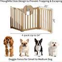 3-Panel Solid Wood Dog Gate - Freestanding Folding Pet Gate for Doorways, Stairs, Indoor, 24" Height, No Installation Needed, Natural Wood