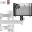 Foldable Projector Wall Mount 1/4" Screw, Adjustable Tilt&Swivel Hanging Projector Holder White Wall Mount Hanger Rack Stand for with Cable Ties