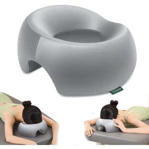 Memory Foam Prone Massage Pillow - Ergonomic Face Down Pillow for Massage Table, Home Sleeping & Post-Surgery Recovery Comfortable Face-Down Sleeping & Spa Use (Silver Gray)