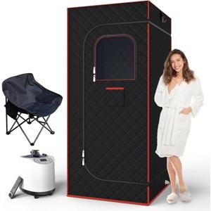 Portable Sauna Box, Portable Sauna for Home with 3L Steamer, Remote Control, Folding Chair and Mat, Full Size Personal Sauna Tent for Relaxation