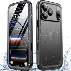 SPORTLINK for iPhone 17 Pro Waterproof Case - Built in Screen Protector Rugged Dustproof/Full Body Shockproof/Military Dropproof/Heavy Duty, Sealed Protective Cover for iPhone 17 Pro 6.3 inch Black