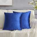 GIGIZAZA Decorative Throw Pillow Covers 16x16,Set of 2 Royal Blue Square Couch Pillow Covers,Velvet Sofa Boho Cushion Pillows (16" x 16" (Pack of 2))