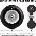 AR-PRO (2 Pack) 13x5.00-6 Flat Free Tire and Wheel Assembly, Solid Lawn Mower Front Tire with 3" Centered Hub, 3/4" Bearing extra 5/8"&1/2", Compatible with Riding Mowers & Garden Tractors