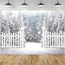 Winter Backdrop Snowy Christmas Pine Tree Photography Photo Background for Xmas Party Decorations Banner Portrait Studio Booth Photobooth Props(7x5ft)