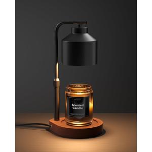Candle Warmer Lamp with Timer & Dimmer for Yankee Candles, Adjustable Height Candle Warmer for Jar Candles, Wax Melt Lamp for Home Decor & Gifts, Black, 2 Bulbs