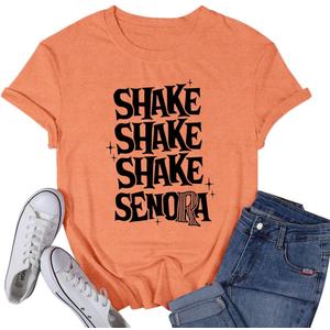 Womens Halloween Shirt Pumpkin Fall Ghost T-Shirts Spooky Season Autumn Tee Tops (Orange, M)