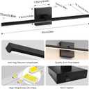Black Bathroom Vanity Light 24 Inch Modern Bathroom Light Fixtures Over Mirror 18W Dimmable 5CCT LED Vanity Light Bar for Bathroom Mirror Cabinets Bedroom