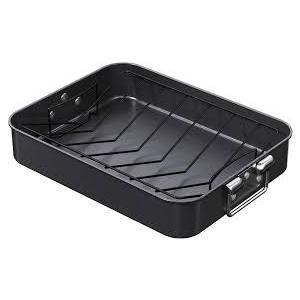 CHEFMADE Roasting Pan, 16-Inch Non-Stick Turkey Roaster Lasagna Pan with Rack - Rectangular Deep Dish Chicken Roaster Pan 16.3" x 12.52" x 3.11"(Black)