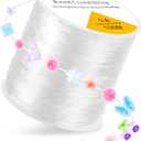 1 Rolls FIVEIZERO Elastic Bracelets String Cord,0.8 Round Crystal Elastic String for Bracelets Necklace Beading & Jewelry Making, White Transparent Stretch Bead Cord Thread