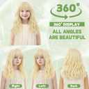 Kids Light Blonde Wig with Bangs 14 Inch Halloween Wigs for Kids Girls Wavy Hair Synthetic Wig with Upgraded Strands,Shoulder Length Wigs (14 Inch,Light Blonde)