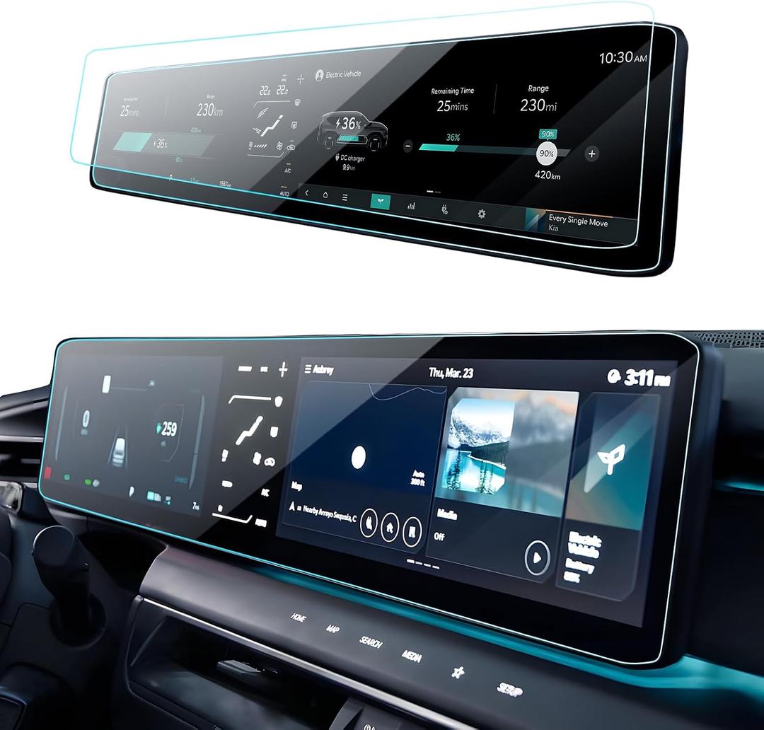2PCS Car Screen Protector for 2024 2025 EV9 (Light/Light Long Range/Wind/Land/GT-Line) Accessories Navigation Nano Touchscreen Protector Film HD Clear Bubble Free 12.3''