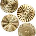 Hicarer 4 Pcs 12 Inch Metal Wall Art Decor Sunburst Hanging Metal Artwork Decor Wall Art Decorations for Home Living Room Office Gift for Christmas(Gold)