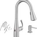 Moen 87014EWSRS Essie MotionSense Wave One-Handle Touchless Kitchen Faucet with Pulldown Sprayer and Soap Dispenser, Spot Resist Stainless (Spot Resist Stainless)