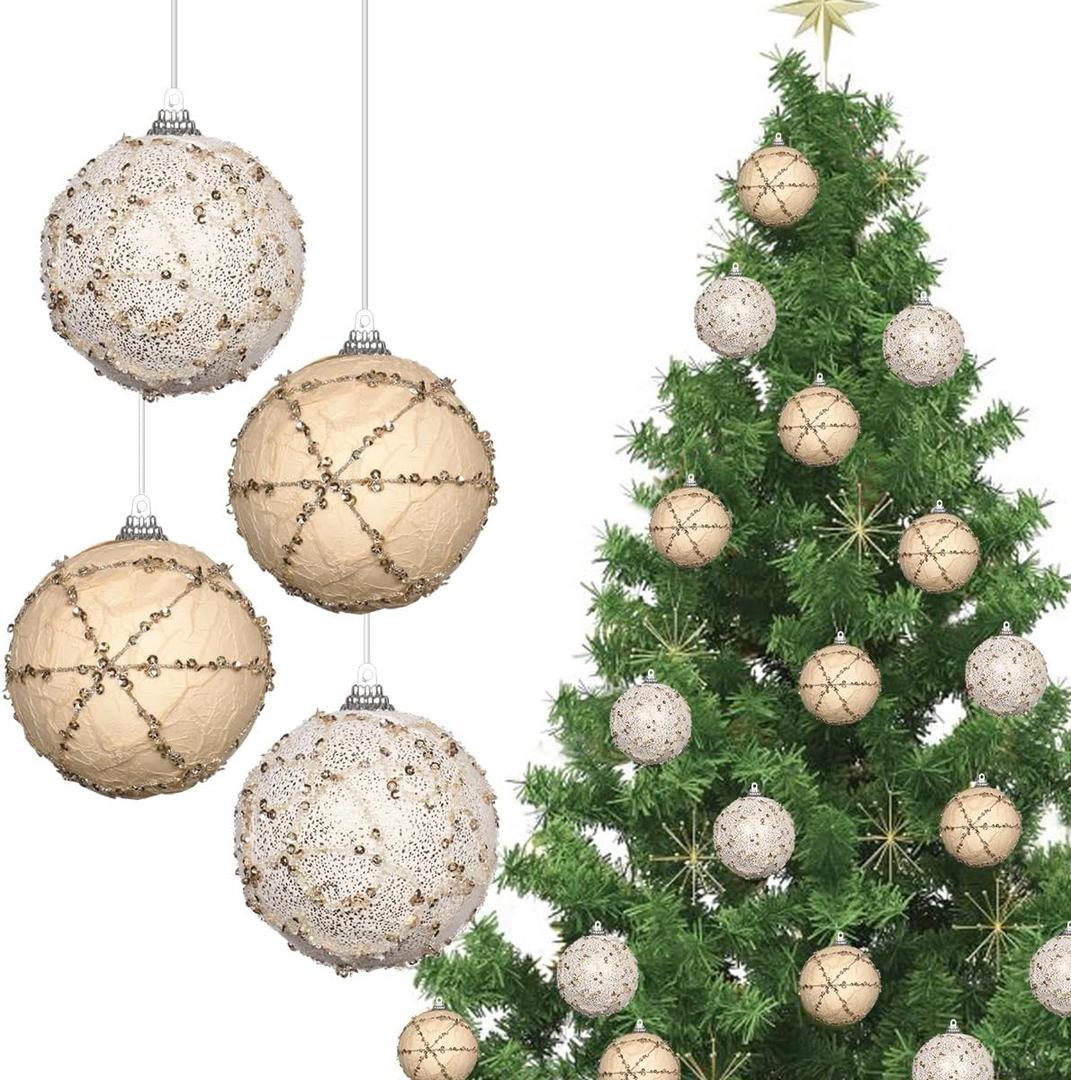 RoseCraft 3.14"/80MM Christmas Ball Ornaments, 12PCS Shatterproof Christmas Tree Hanging Decorations, for Rustic Farmhouse Home Party Indoor Thanksgiving Xmas Vase Bowls Filler Centerpiece Decor.