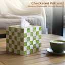 CHI AN HOME 5.7" Square Tissue Box Cover, Handmade Checkered Cube Tissue Box Cover with Capiz Shells, Decorative Tissue Holder for Living Room, Bathroom, Bedroom or Office (Pistachio Green)