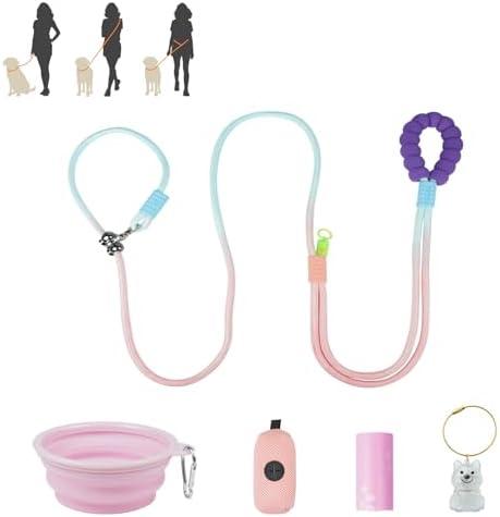 XKGSLNB Hands Free Dog Leash, Comfort Padded Adjustable Belt, Smooth Rotating Clip, Non-Slip Strong Pet Training Lead, 8FT for Small Medium Large Dogs Walking Training(Blue Pink)