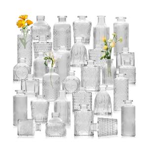 30 Pcs Glass Bud Vase Set,Clear Glass Vases for Flower Centerpieces Wedding & Party Decor,Home Table Decorations,Bud Vases in Bulk for Housewarming