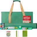American Mahjong Game Set, 166 Green Tiles, 4 All-in-One Color Rack/Pushers, Complete Mahjong Tile SetGreen Carrying Bag