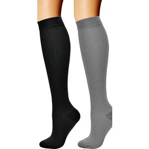 CHARMKING Compression Socks for Women & Men Circulation (2 Pairs) 15-20 mmHg is Best Support for Athletic Running Cycling (Small-Medium, Black/Grey)