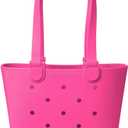 Simple Modern Medium Beach Bag | Waterproof Getaway Rubber Tote with Zipper Pocket for Travel, Pool, Boat, Groceries, Sports | Malibu