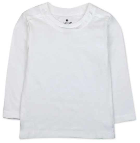 HonestBaby 4Pack Long Sleeve T Shirts 100% Organic Cotton for Toddler, Little Kids Boys, Girls, Bright White, 4T