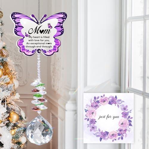 Gifts for Mom, Mom Birthday Gifts, Birthday Gift for Moms, Moms Gift from Daughter Son, Best Mommy Ever Present for Mothers Day Christmas Ideas Unique, Mother Presents Butterfly Suncatcher, 2 Pack