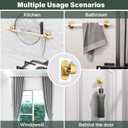 MUAKIOY (16 Pack) Gold No-Drill Curtain Rod Brackets, Self-Adhesive Adjustable Hooks for 0.5''-1.3'' Curtain Rods, Stick-On Wall Holders with Damage-Free Installation