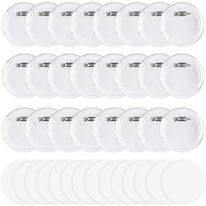 Happizza 50pcs Acrylic Clear Button Pins,1.97 Inch Custom Buttons Pin Badges, DIY Blank Pins,Round Photo Buttons Personalized Button Making kit for Craft