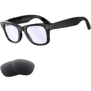 Camera Glasses AI Smart Glasses with Camera and Bluetooth 1080p Video Glasses Outdoor Video Recording Sunglasses 4K HD Outdoor AI Glasses for Men Women Driving Travel Hiking (Black)