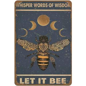 Whisper Words Of Wisdom Let It Be Metal Poster Decor Honey Bee Lover Gift Bumble Bees Artwork Signs For Home Kitchen Wall Party Novelty Coffee Retro Plate Desserts Shop Cafe Decor Farmhouse