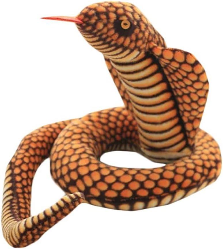 Stuffed Cobra Snake Animal Plush Toy 44 Inches Realistic Long Qamra The Queen Cobra Animal Stuffed Plushies Naja Nivea Cape Cobra Python Stuff Dolls Gift for Children Kids Boys Girls, 44Inches