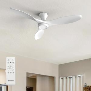 Ensenior 52 Inch Flush Mount Ceiling Fan with Light and Remote, Black Low Profile Ceiling Fans with Lights for Bedroom Living Room, 3 ABS Blades, Modern Quiet Reversible DC Motor, 3CCT, 6 Speeds