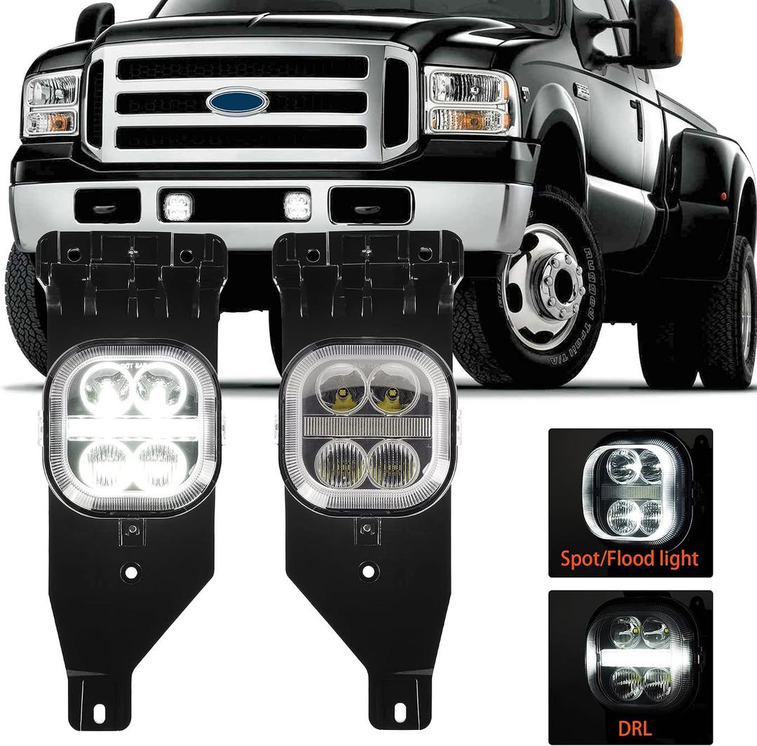 LED Fog Light with Daytime Running Lights - Fog Light Assembly for Ford F250 F350 F450 F550 Super Duty 2005 2006 2007 Driving Fog Lamps Plug & Play 2pcs