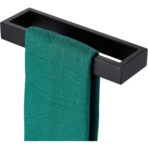 KOKOSIRI Towel Ring Matte Black Hand Towel Bar Holder 9-Inch Kitchen Rack Stainless Steel for Bathroom Hardware Wall Mounted, 1 Pack B4008BK-L9