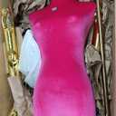 Female Rose Red Velvet Dress Form Mannequin, Woman Dark Shinning Velvet Half Body Torso with Golden Arms, 1 Color (Rose Red)
