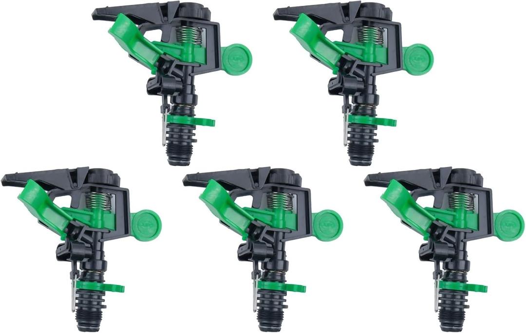 5Pcs ABS Sprinklers Set, Adjustable 0-360 Degree, 34Ft-60Ft Spray Distance for Lawn Garden Watering & Irrigation