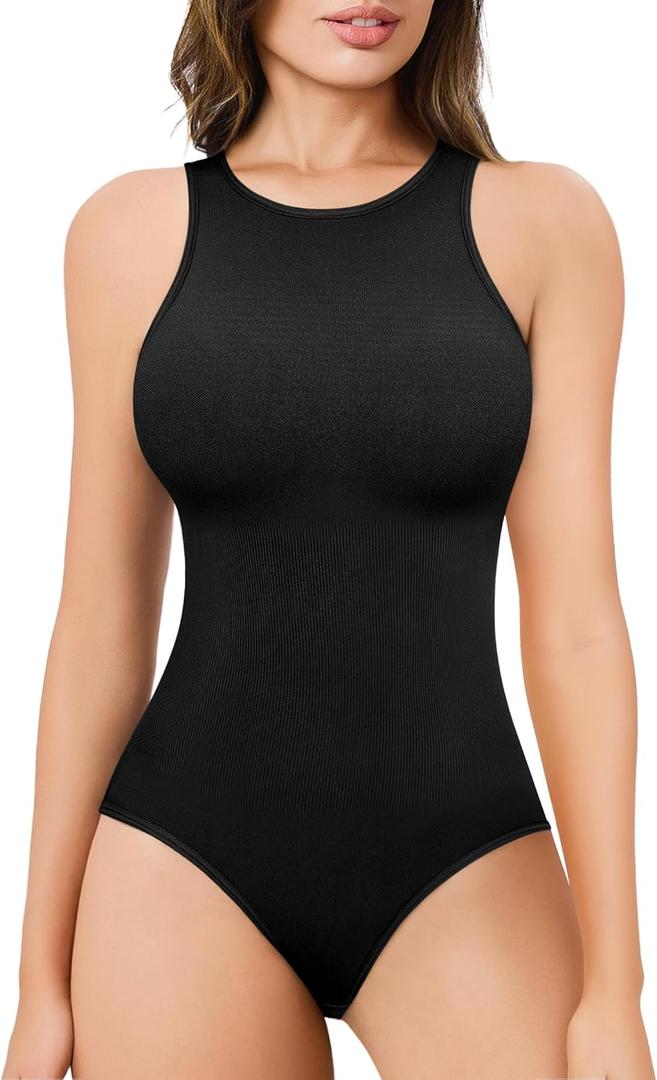 BRABIC Bodysuits for Women Shapewear Tummy Control Seamless Body Shaper Crew Neck Sleeveless Tank Top Bodysuit XS