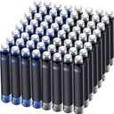 100 Pieces Blue Black Pen Ink Cartridge Fountain Pen Cartridges Refillable Cartridge, 3.4 mm Bore Diameter