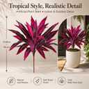 2pack Large Artificial Boston Fern & Dragon’s Blood Tree Plants, 21" UV Dragon Blood Tree Artificial, Vibrant Pink Purple Lifelike Fake Plants for Porch Patio Garden Balcony Decor