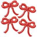 YTHETM 4 Pcs Red Bow Balloons Bow Party Decorations for Girl Women Red Bow Birthday Decorations Giant Foil Balloon for Baby Shower Engagement Wedding Christmas Decor Bachelorette Party Supplies
