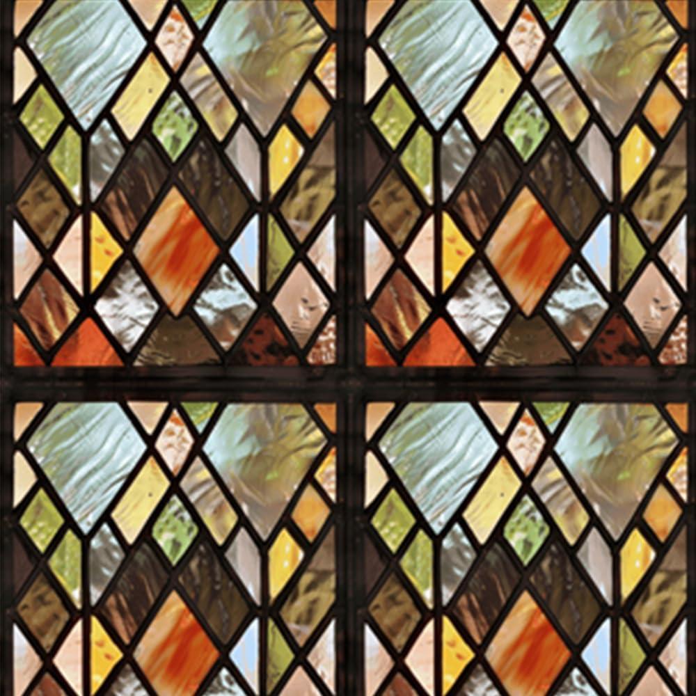 Window UV Protection Rainbow Privacy Film:Non-Adhesive Static Cling Decorative Window Film with Installation Tools,Stained Glass Window Film for Kitchen,Bathroom,and Shower Doors,16.9 x 78.7 inches.