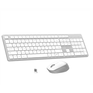 LeadsaiL Wireless Keyboard and Mouse Combo, Full-Sized Ergonomic Computer Keyboard, 2.4GHz Cordless Keyboard Silent Mouse Set with 2-in-1 USB Receiver, 12 FN Shortcuts for Windows Laptop, PC/Mac-Black