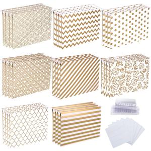 Estune 32 Pcs Decorative Hanging File Folders Letter Size Cabinet File Folders Organizers with 1/5 Cut Adjustable Tabs for Office Desk School Filing Cabinet Home(Gold Stripe)