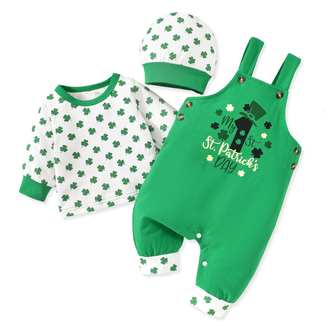 MINIFEIKO Preemie Baby Premature Boy First St. Patrick’s Day My Clothes Shamrock Clover Outfit Green (Green)