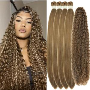 Boho Braiding Hair Ash Brown Pre Stretched Curly Boho Deep Wave Braids Hypoallergenic Non Toxic Braiding Synthetic Knotless