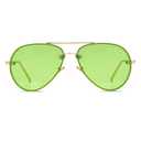 Freckles Mark Oversized Aviator Sunglasses Vintage Retro Gold Metal Frame Colorful Lenses 62mm (Clear Green)