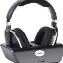 Optical Wireless Headphones for TV Watching, Over-Ear Headphones for Seniors with Charging Dock and Volume Control, Plug and Play, Black